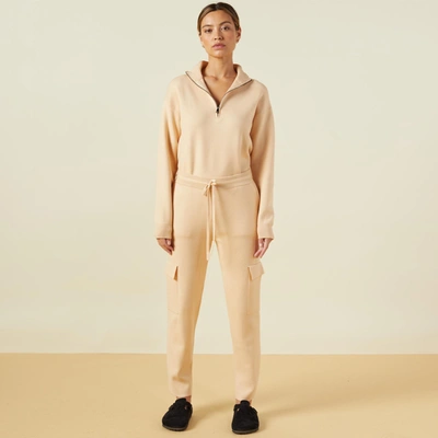 Monrow Supersoft Sweater Knit Cargo Jogger In Vanilla