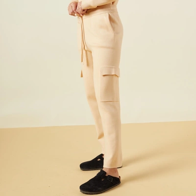 Monrow Supersoft Sweater Knit Cargo Jogger In Vanilla