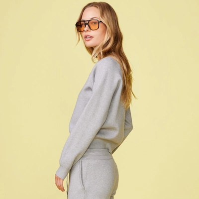 Monrow Supersoft Sweater Knit Raglan In Heather Grey