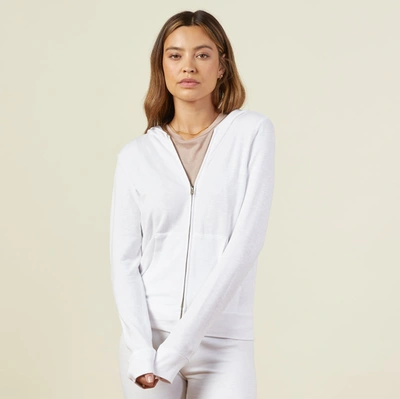 Monrow Supersoft Zip Up Hoody In White
