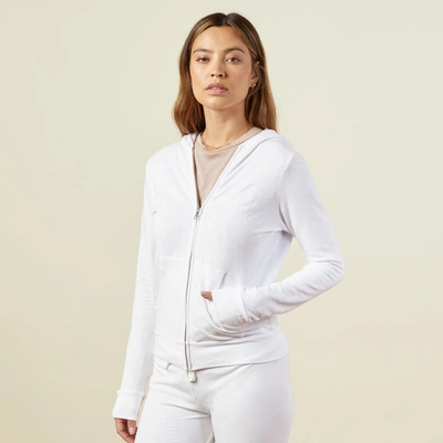 Monrow Supersoft Zip Up Hoody In White