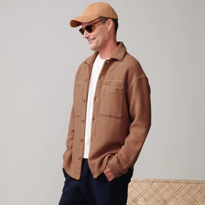 Monrow Teddy Fleece Shacket In Caramel