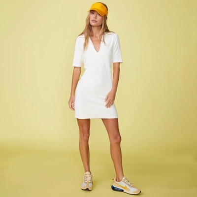 Monrow Terry Cloth Polo Dress In Pearl