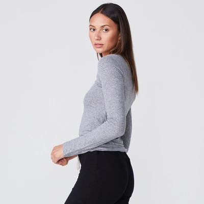 Monrow Textured Tri-blend Fitted Long Sleeve Crew In Granite