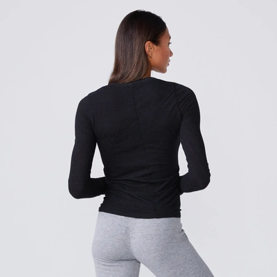Monrow Textured Tri-blend Fitted Long Sleeve Crew In Black