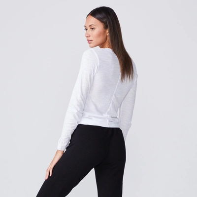 Monrow Textured Tri-blend Fitted Long Sleeve Crew In White