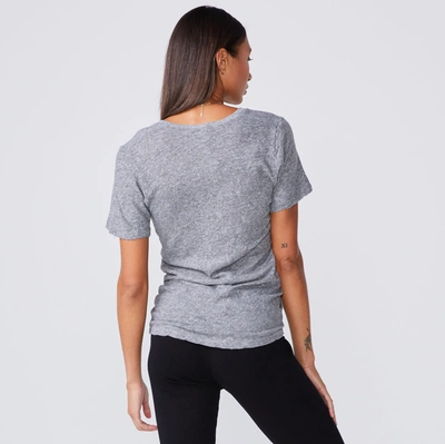Monrow Textured Tri-blend Fitted V Neck Tee In Granite