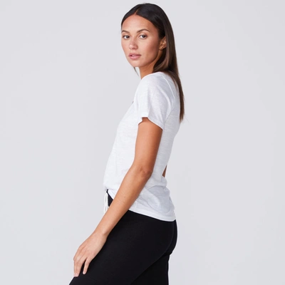 Monrow Textured Tri-blend Fitted V Neck Tee In White