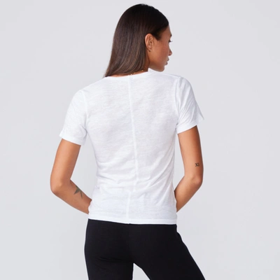 Monrow Textured Tri-blend Fitted V Neck Tee In White
