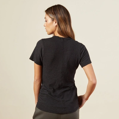 Monrow Textured Tri-blend Fitted V Neck Tee In Black
