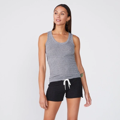Monrow Textured Tri-blend Narrow Tank In Granite