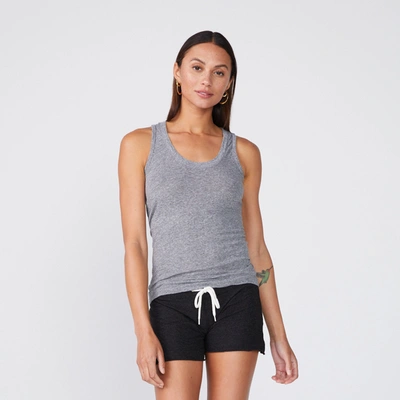 Monrow Textured Tri-blend Narrow Tank In Granite