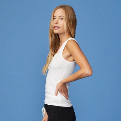 Monrow Textured Tri-blend Narrow Tank In White