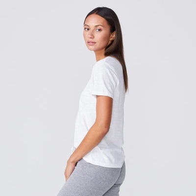 Monrow Textured Tri-blend Relaxed V Neck Tee In White