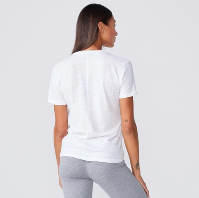 Monrow Textured Tri-blend Relaxed V Neck Tee In White