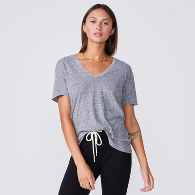 Monrow Textured Tri-blend Relaxed V Neck Tee In Granite