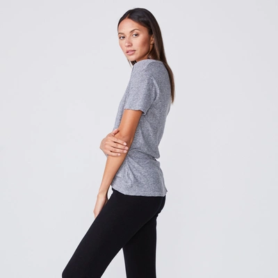 Monrow Textured Tri-blend Relaxed V Neck Tee In Granite