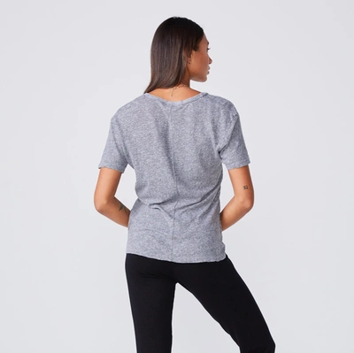 Monrow Textured Tri-blend Relaxed V Neck Tee In Granite