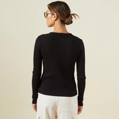 Shop Monrow Thermal Henley In Black