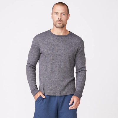 Monrow Thermal Long Sleeve Crew In Faded Black