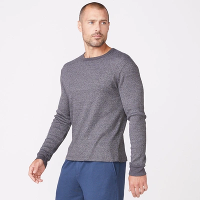 Monrow Thermal Long Sleeve Crew In Faded Black