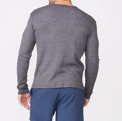 Monrow Thermal Long Sleeve Crew In Faded Black