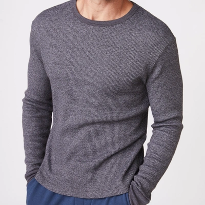 Monrow Thermal Long Sleeve Crew In Faded Black