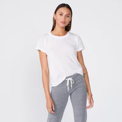 Monrow Tissue Fitted Crew Neck Tee In White