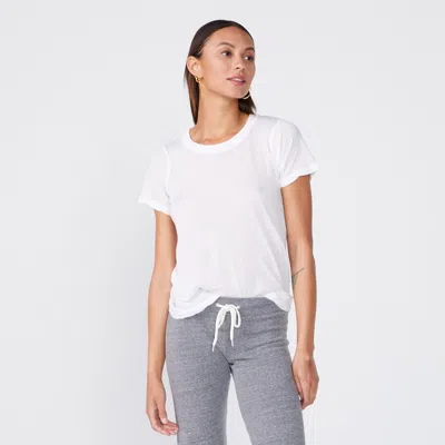 Monrow Tissue Fitted Crew Neck Tee In White