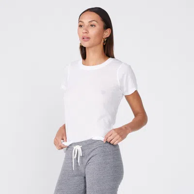 Monrow Tissue Fitted Crew Neck Tee In White