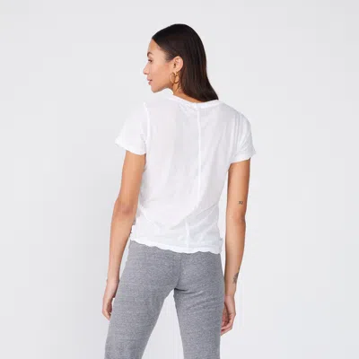Monrow Tissue Fitted Crew Neck Tee In White