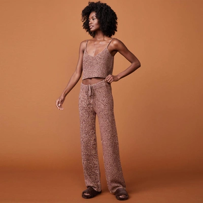 Monrow Marled Wide-leg Lounge Pants In Pomegranate