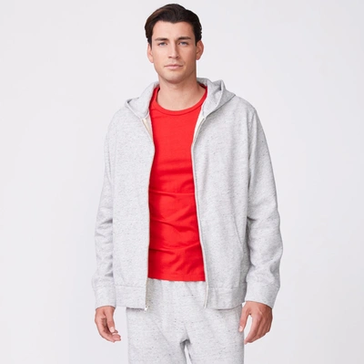 Monrow Zip Up Hoody In Heather Grey