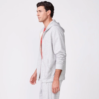 Monrow Zip Up Hoody In Heather Grey