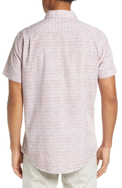 Shop Rodd & Gunn Kirkwood Sports Fit Geo Print Short Sleeve Button-up Shirt In Sunset