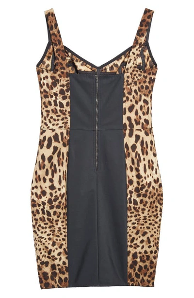 Dolce & Gabbana Leopard-print Cady Corset-style Midi Dress In Light Brown