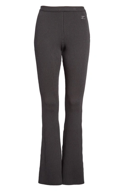 COURRÈGES Ribbed-knit flared pants