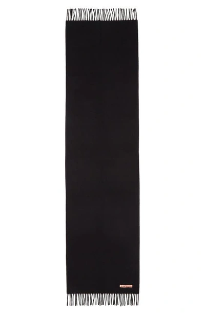 Shop Acne Studios Fringe Wool Scarf In Black