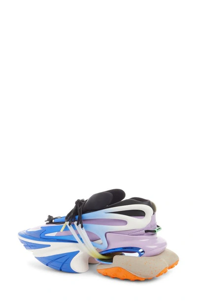 Balmain Unicorn Low-top Trainers In Neoprene And Leather In Electric Blue/ Light