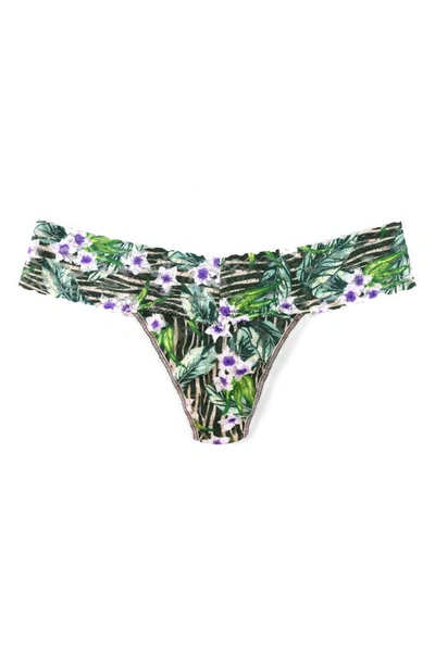 Shop Hanky Panky Print Lace Low Rise Thong In Hideaway