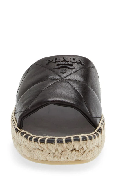 Shop Prada Quilted Leather Slide Sandal In Nero