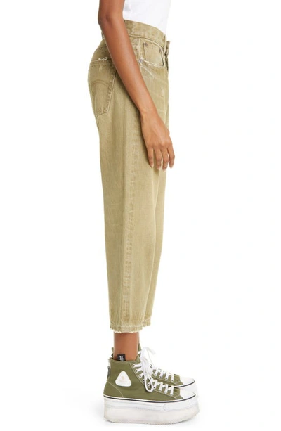 Shop R13 Tailored Drop Crop Jeans In Moss Green