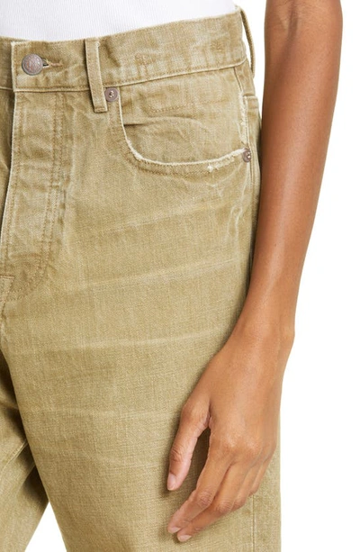 Shop R13 Tailored Drop Crop Jeans In Moss Green