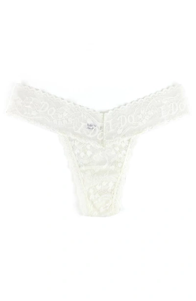 Shop Hanky Panky I Do Shimmer Low Rise Lace Thong In Light Ivory