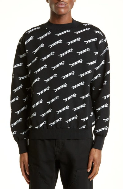 Shop Ambush Logo Jacquard Wool Blend Sweater In Black White
