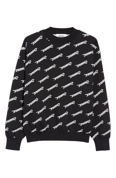 Shop Ambush Logo Jacquard Wool Blend Sweater In Black White