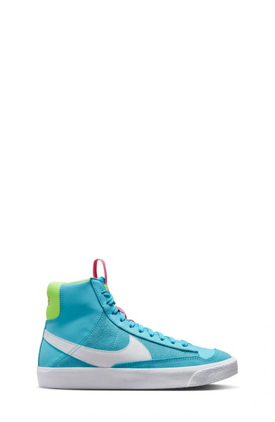 Shop Nike Kids' Blazer Mid '77 Se Sneaker In Baltic Blue/ White/ Pink/ Volt