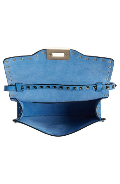 Shop Valentino Small Rockstud Leather Shoulder Bag In 097 Denim