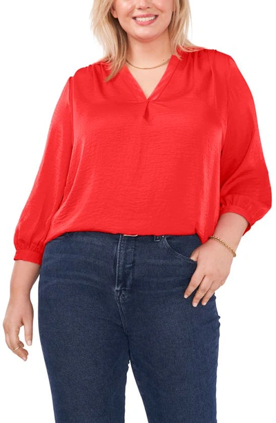 Shop Vince Camuto Rumple Satin Blouse In Red Hot