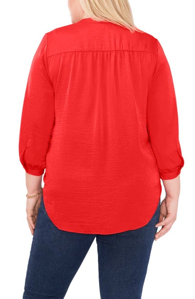 Shop Vince Camuto Rumple Satin Blouse In Red Hot
